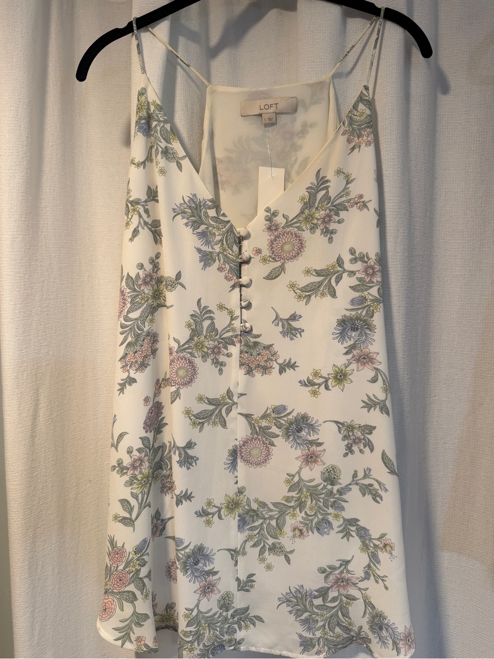 LOFT White Floral halter top with Pastel Print